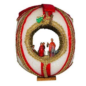 VTG MCM 1950s Diorama Nativity Christmas Styrofoam Ball 3D Jumbo Decor